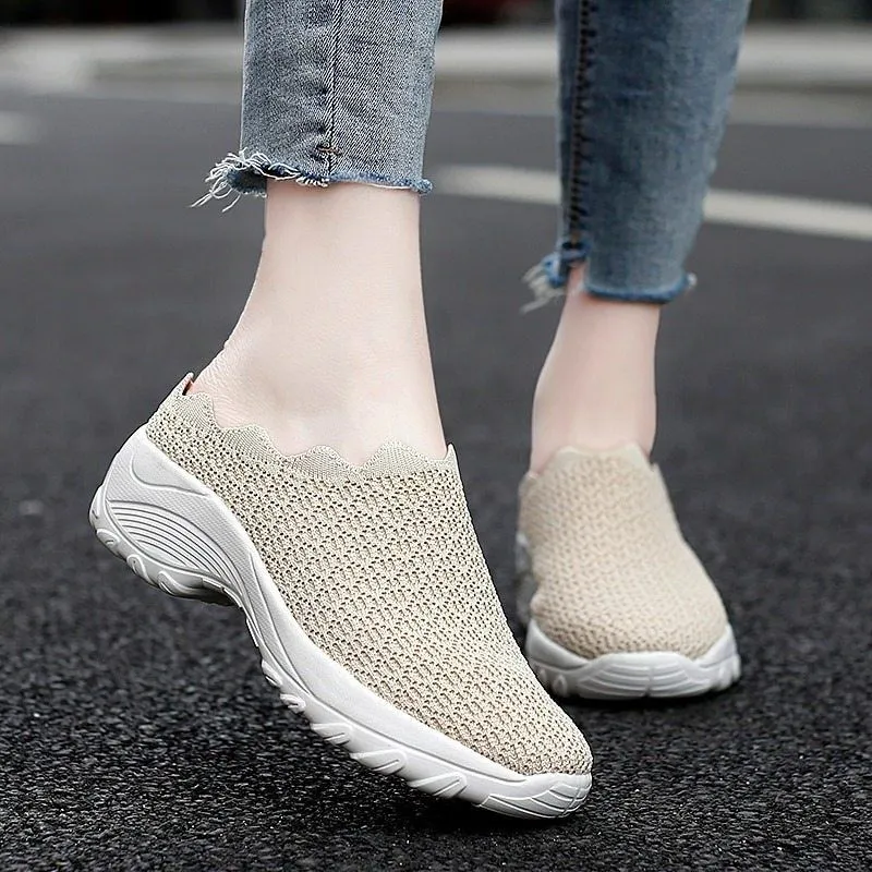 Stroll in Comfort with Owlkay Lazy Wavy Breathable Slip-On Walking Shoes