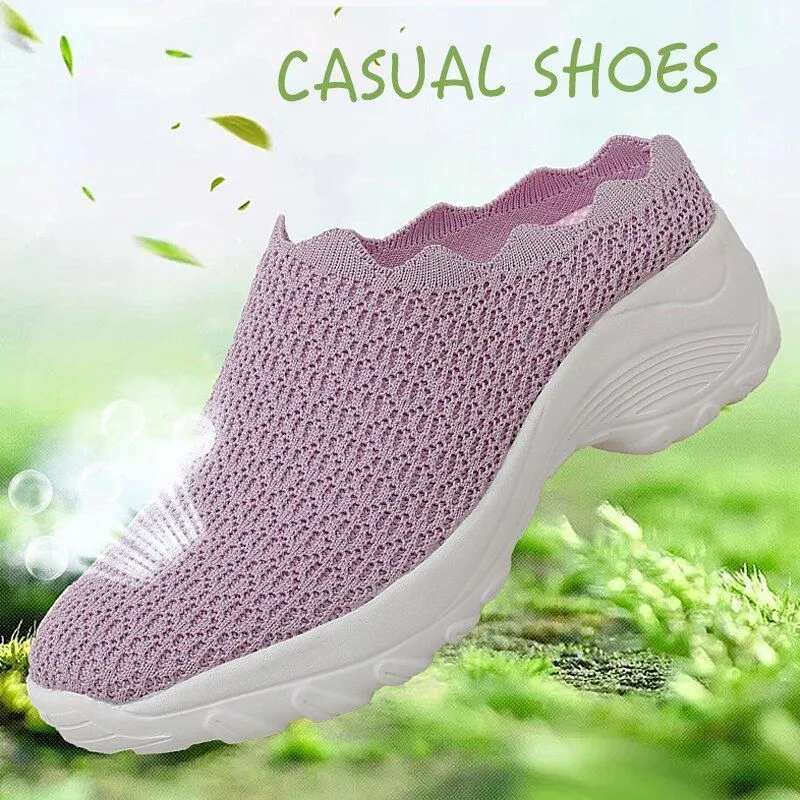 Stroll in Comfort with Owlkay Lazy Wavy Breathable Slip-On Walking Shoes