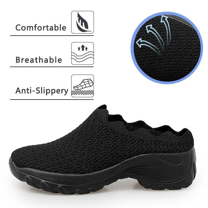Stroll in Comfort with Owlkay Lazy Wavy Breathable Slip-On Walking Shoes