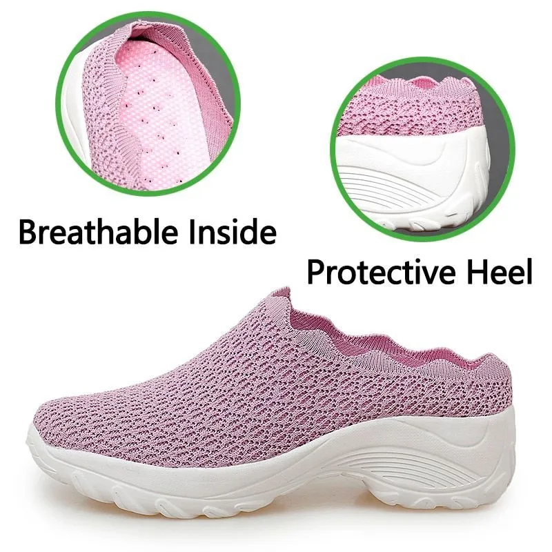 Stroll in Comfort with Owlkay Lazy Wavy Breathable Slip-On Walking Shoes