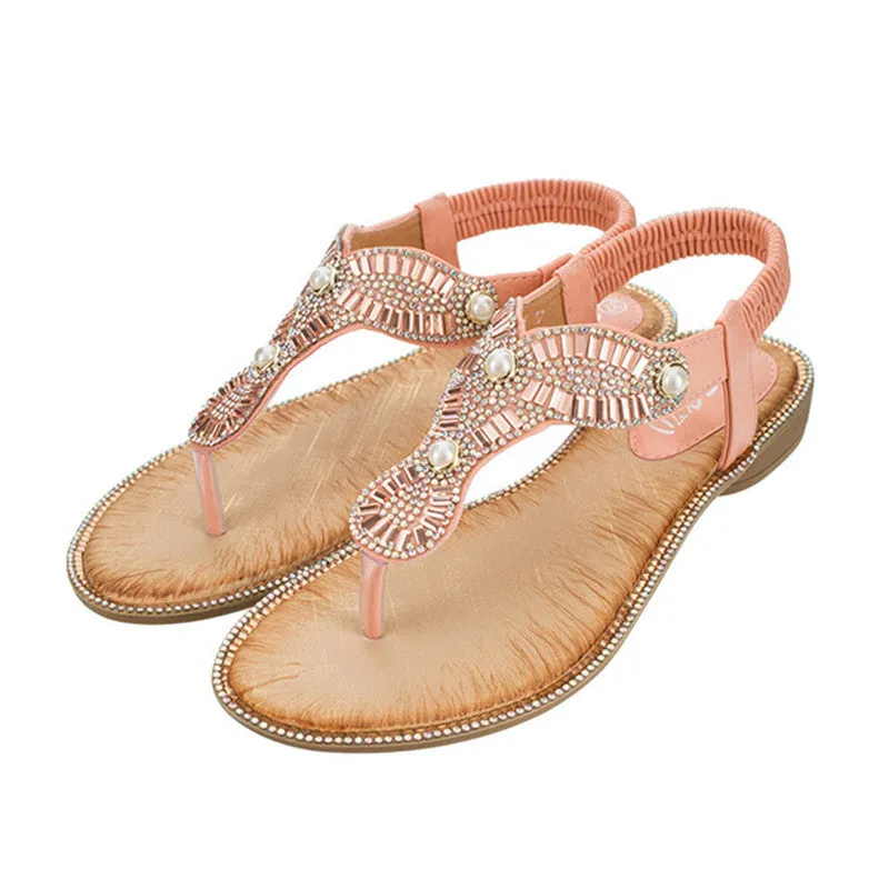 Vanccy Ethnic Chain Pearl Sandals