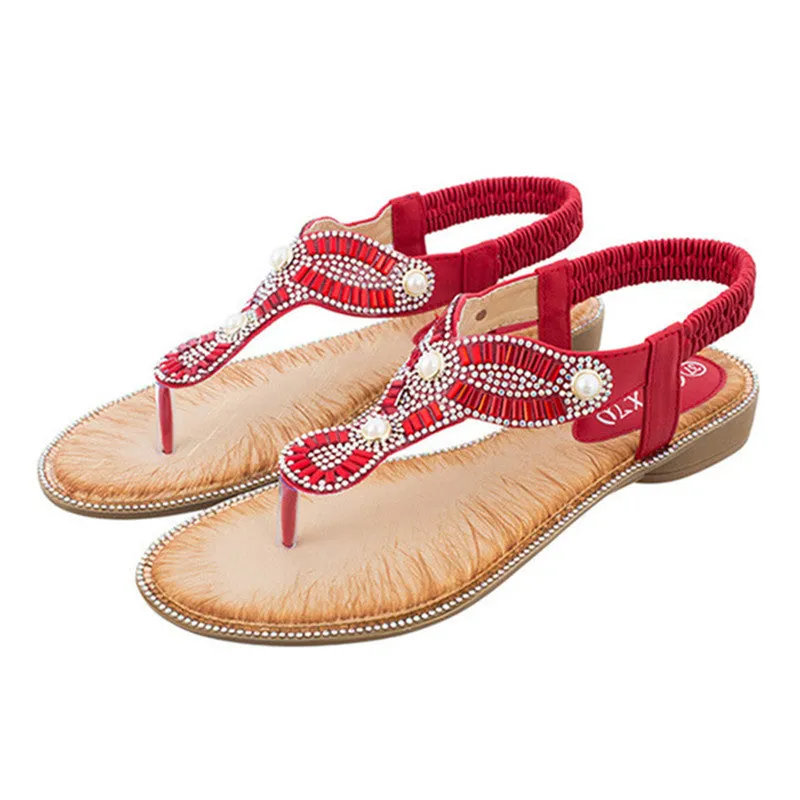 Vanccy Ethnic Chain Pearl Sandals