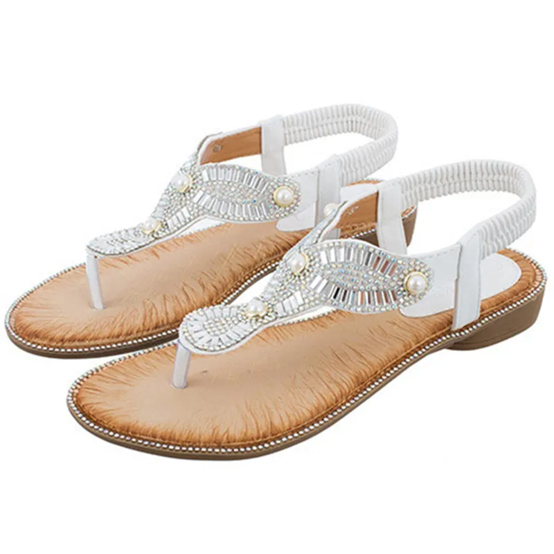 Vanccy Ethnic Chain Pearl Sandals
