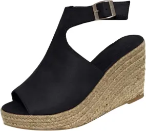 Wedge Sandals for Women Open Toe Orthopedic Casual Platform Espadrilles Summer Casual Dress Shoes Slip on Open Buckle Heels Ankle Strap Outdoor Fashion Sandals