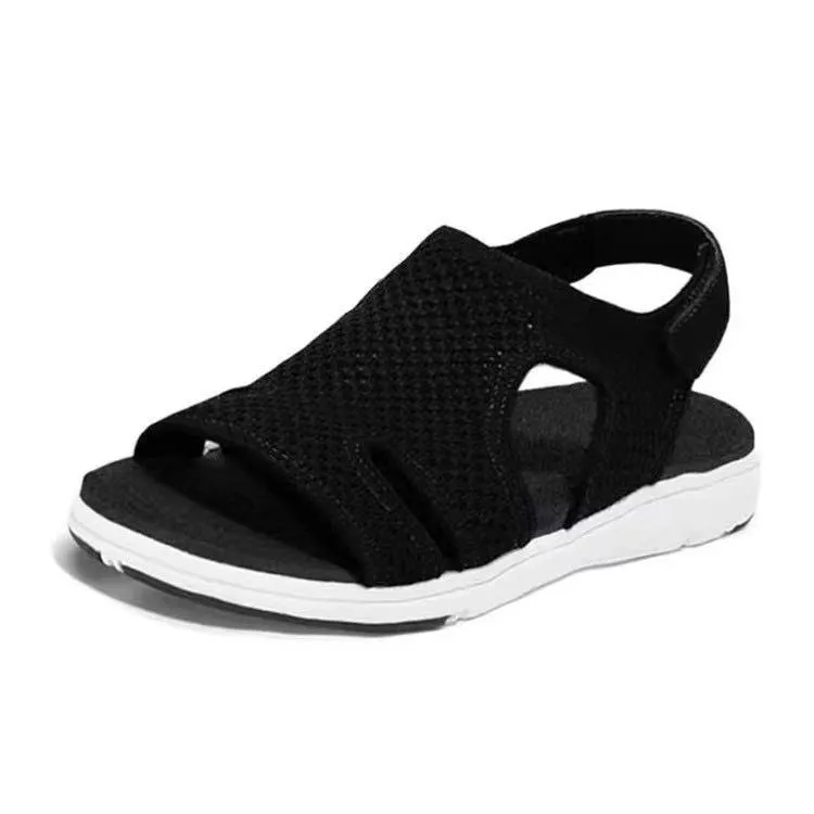 Women's flyknit velcro sport sandals stretchy lightweight outdoor sandals