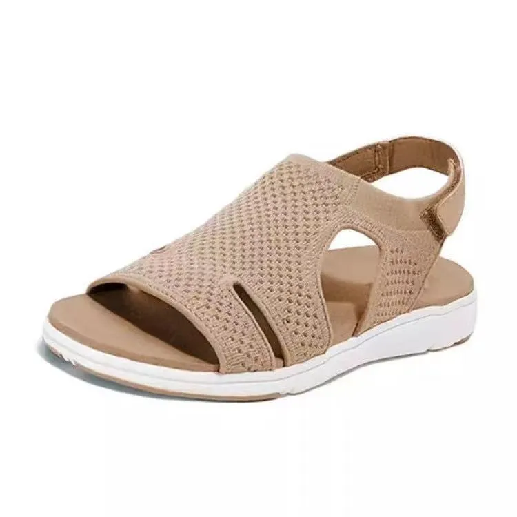 Women's flyknit velcro sport sandals stretchy lightweight outdoor sandals