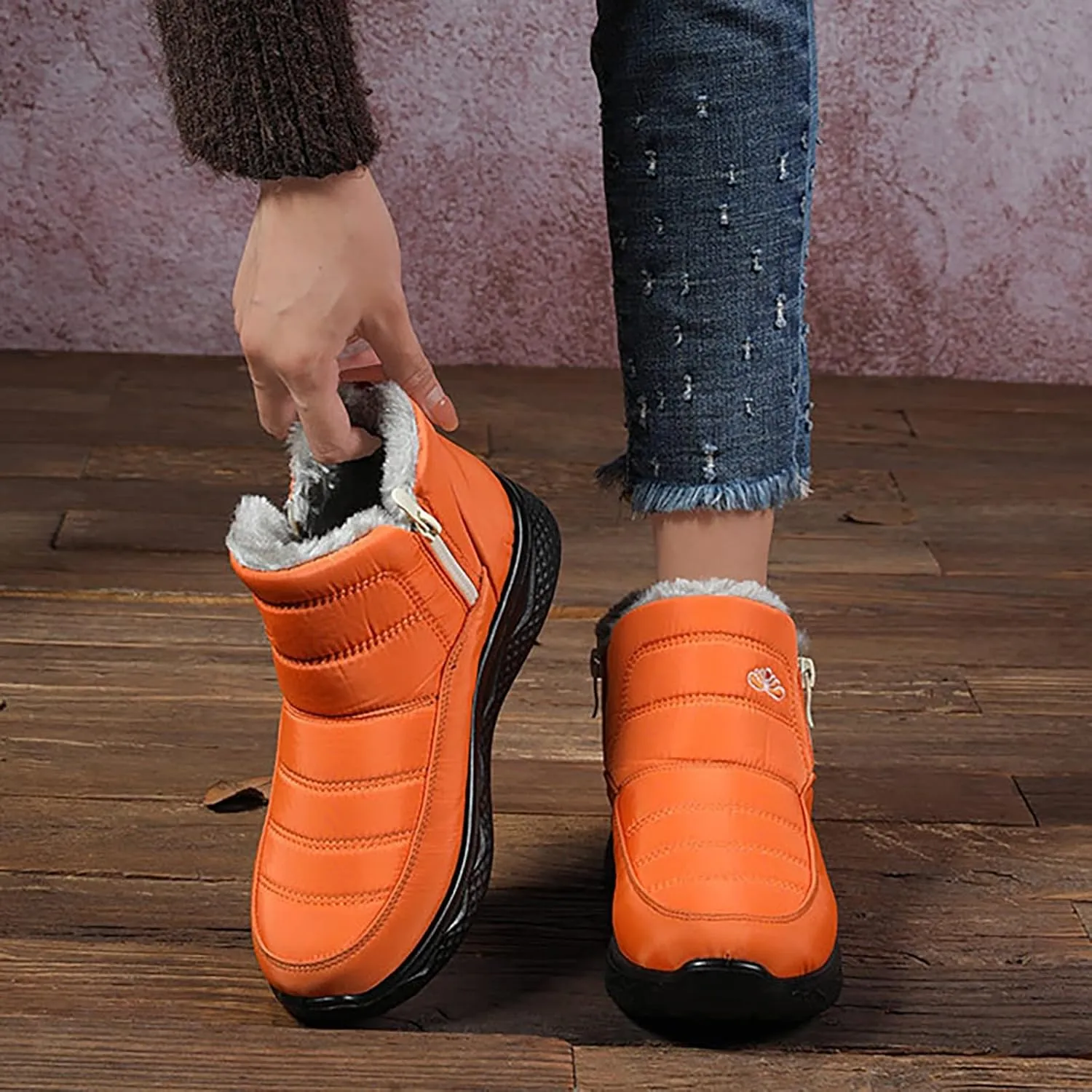 Womens Winter Boots Wide Width Ladies Slip On Snow Boots for Women Boot with Comfort Barefoot Shoes Grounded Footwear Hiking Steel Toe Shoes for Women Men's Winter Booties